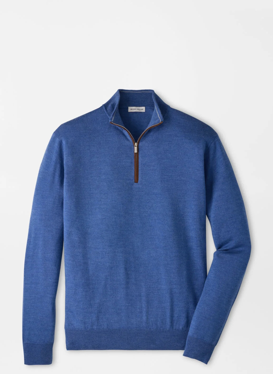 Autumn Crest Suede Trim Quarter-Zip In Crown Blue