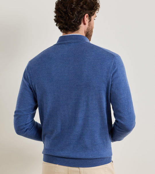 Autumn Crest Suede Trim Quarter-Zip In Crown Blue