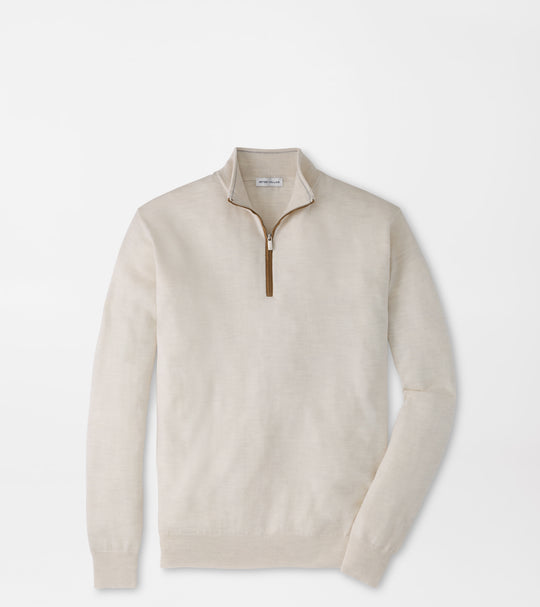 Autumn Crest Suede Trim Quarter-Zip In Ivory