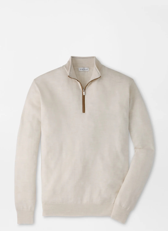 Autumn Crest Suede Trim Quarter-Zip In Ivory