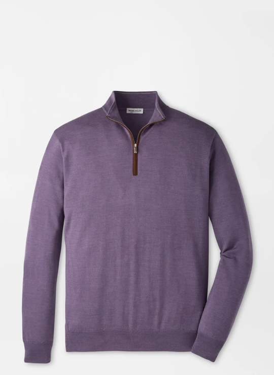 Autumn Crest Suede Trim Quarter-Zip In Purple Fig