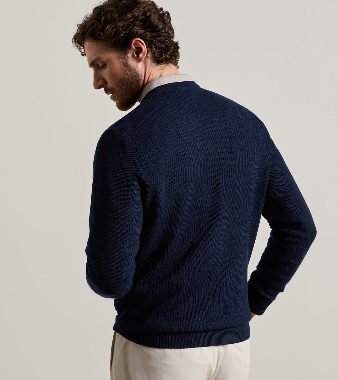 Autumn Crest Honeycomb Crewneck Sweater In Navy