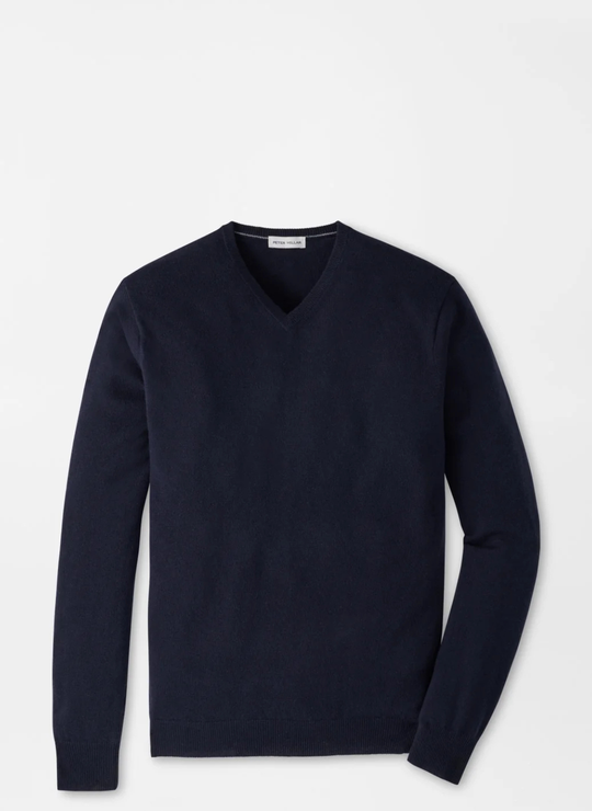 Crown Heritage Cashmere V-Neck Sweater In Navy