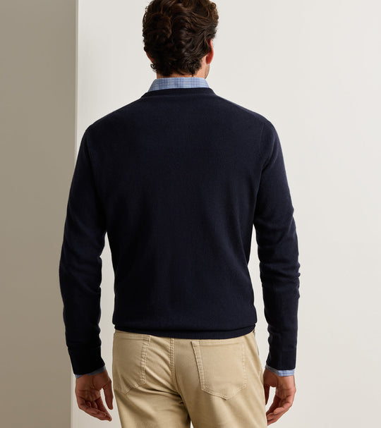 Crown Heritage Cashmere V-Neck Sweater In Navy