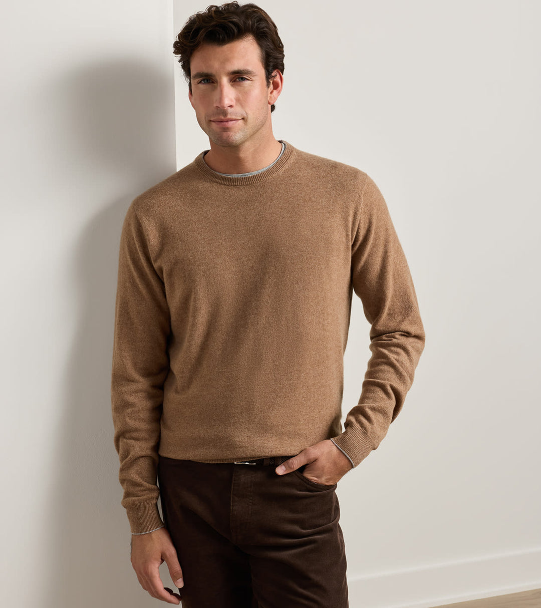 Crown Heritage Cashmere Crewneck Sweater In Camel
