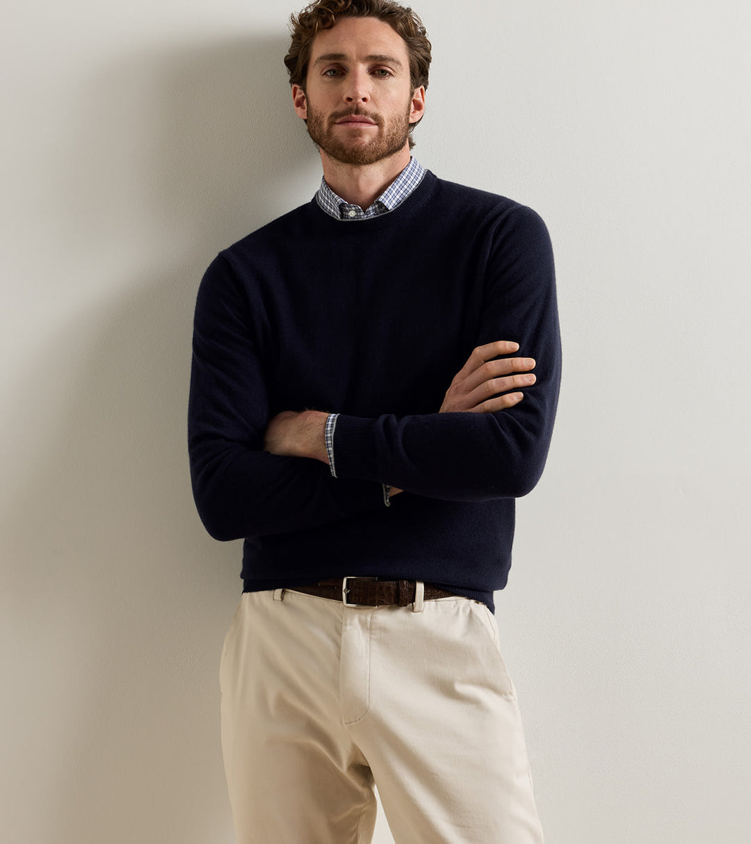 Crown Heritage Cashmere Crewneck Sweater In Navy