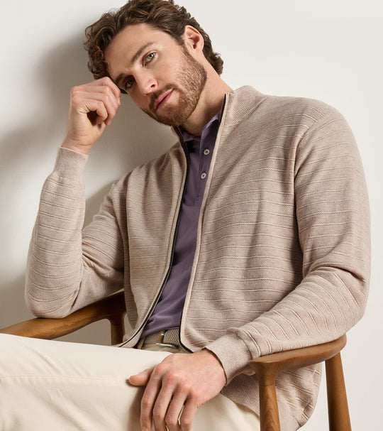 Pacific Full Zip Sweater In Stone