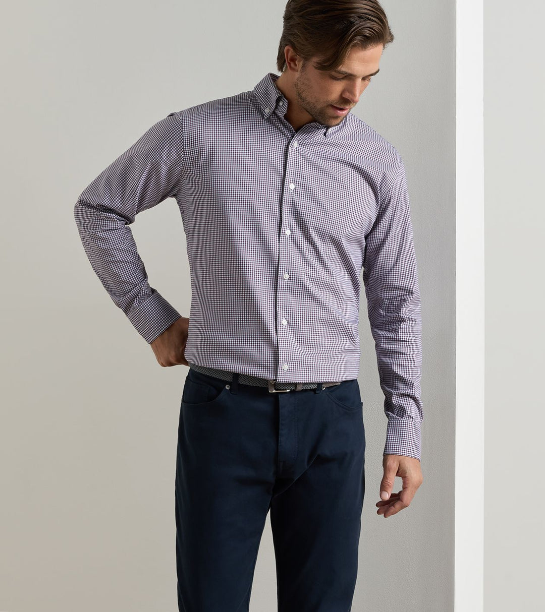 Gregory Crown Lite Cotton-Stretch Sport Shirt In Bordeaux