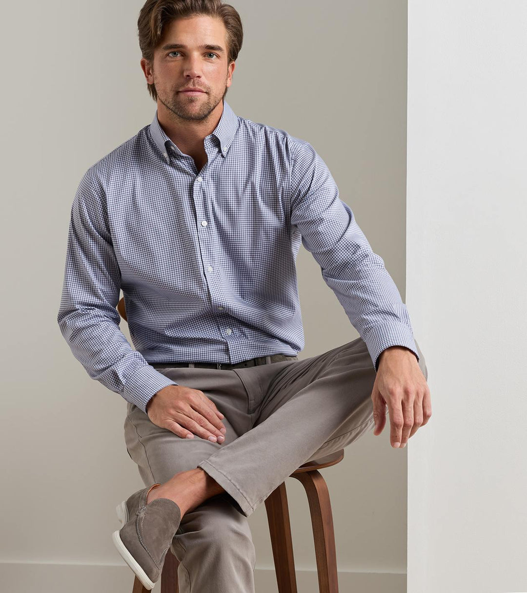 Gregory Crown Lite Cotton-Stretch Sport Shirt In Purple Fig