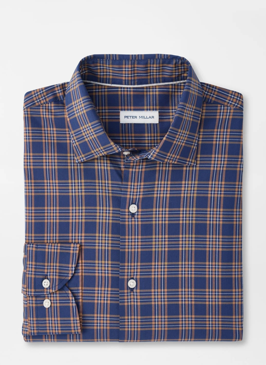 Richard Crown Lite Cotton-Stretch Sport Shirt In Navy