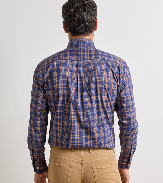 Richard Crown Lite Cotton-Stretch Sport Shirt In Navy