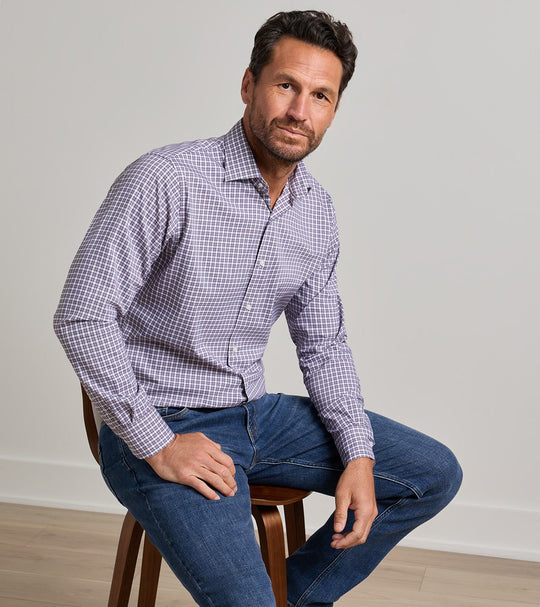 Atlas Crown Lite Cotton-Stretch Sport Shirt In Grapeseed