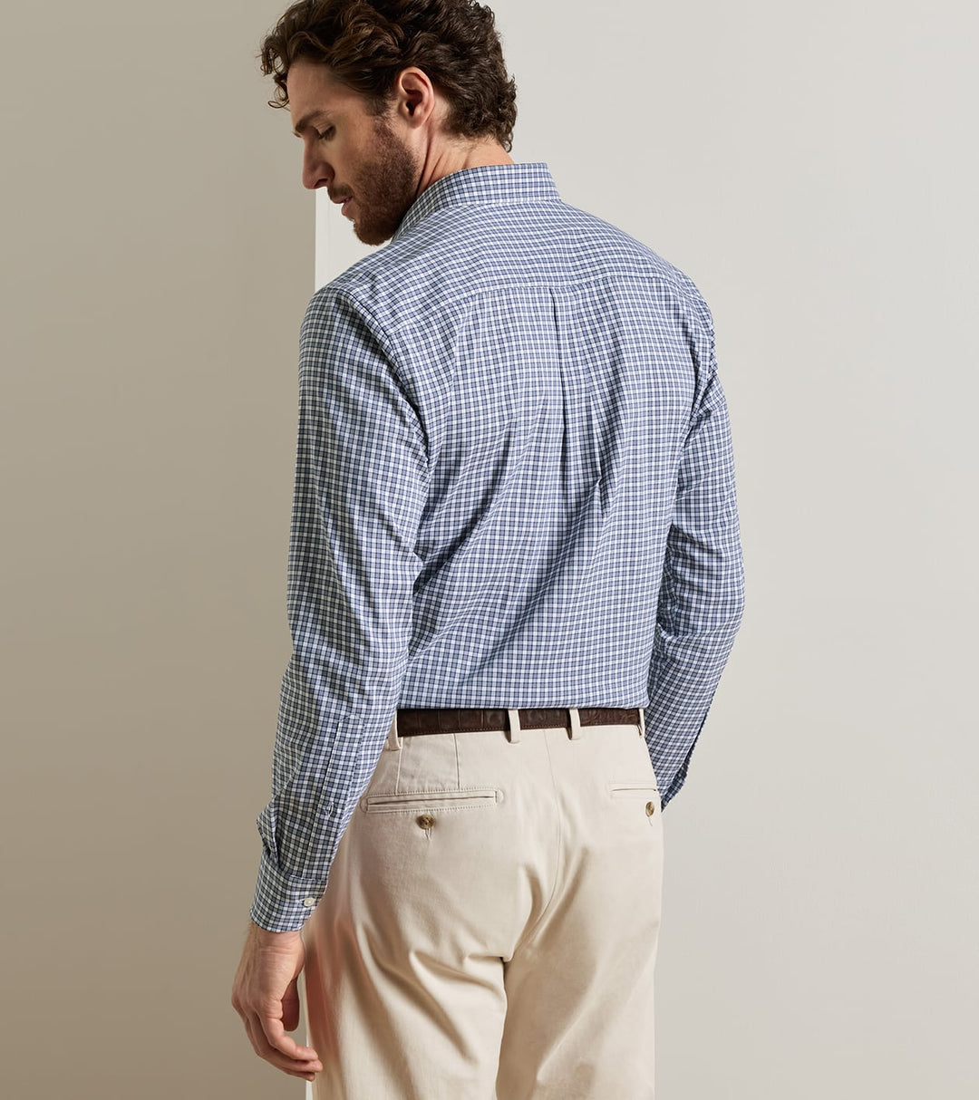 Atlas Crown Lite Cotton-Stretch Sport Shirt In Navy