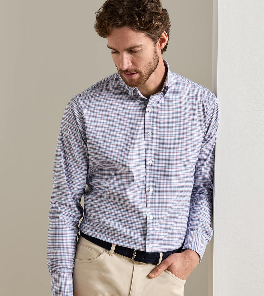 Wayne Performance Twill Sport Shirt In Blue Freesia