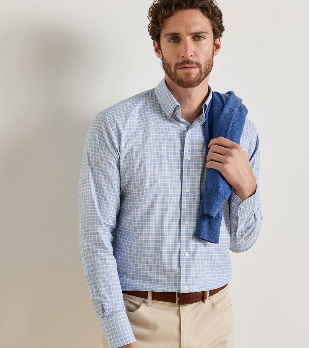 Charles Performance Twill Sport Shirt In Cottage Blue