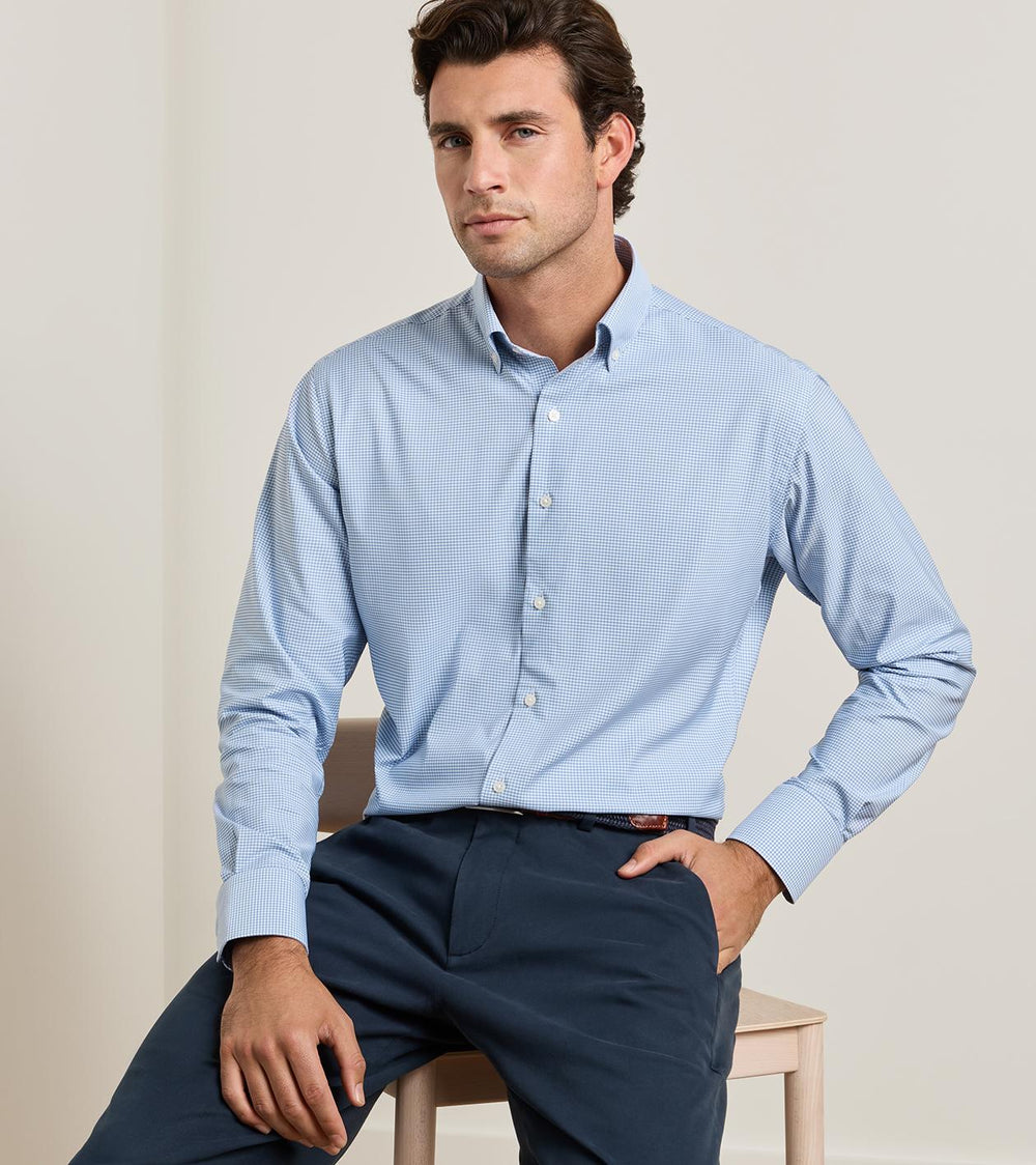 Leo Performance Twill Sport Shirt In Blue Freesia