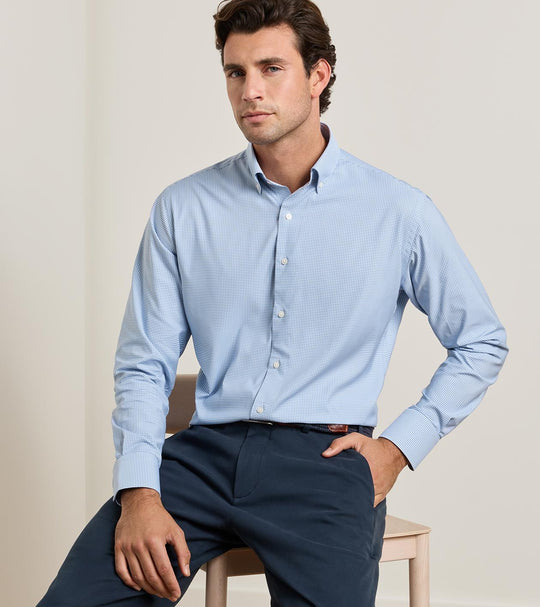 Leo Performance Twill Sport Shirt In Blue Freesia