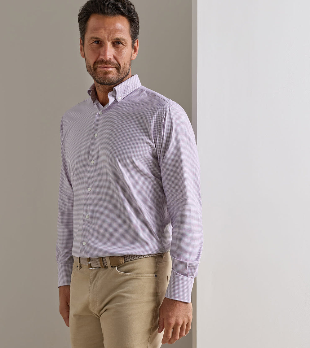 Leo Performance Twill Sport Shirt In Cottage Blue