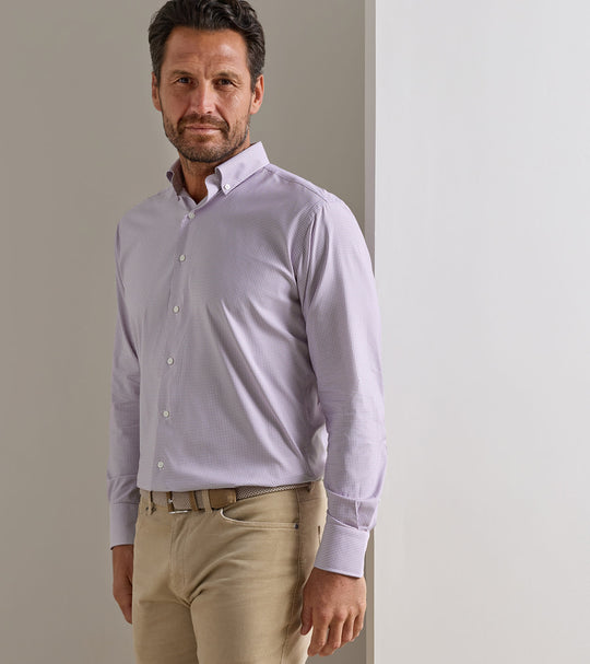 Leo Performance Twill Sport Shirt In Cottage Blue
