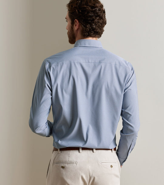 Leo Performance Twill Sport Shirt In Navy