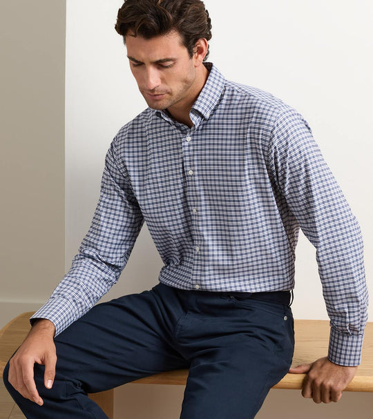 Clark Performance Twill Sport Shirt In Navy