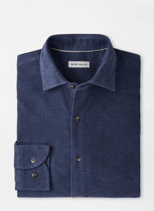 Aspen Cotton Cashmere Corduroy Sport Shirt In Crown Blue