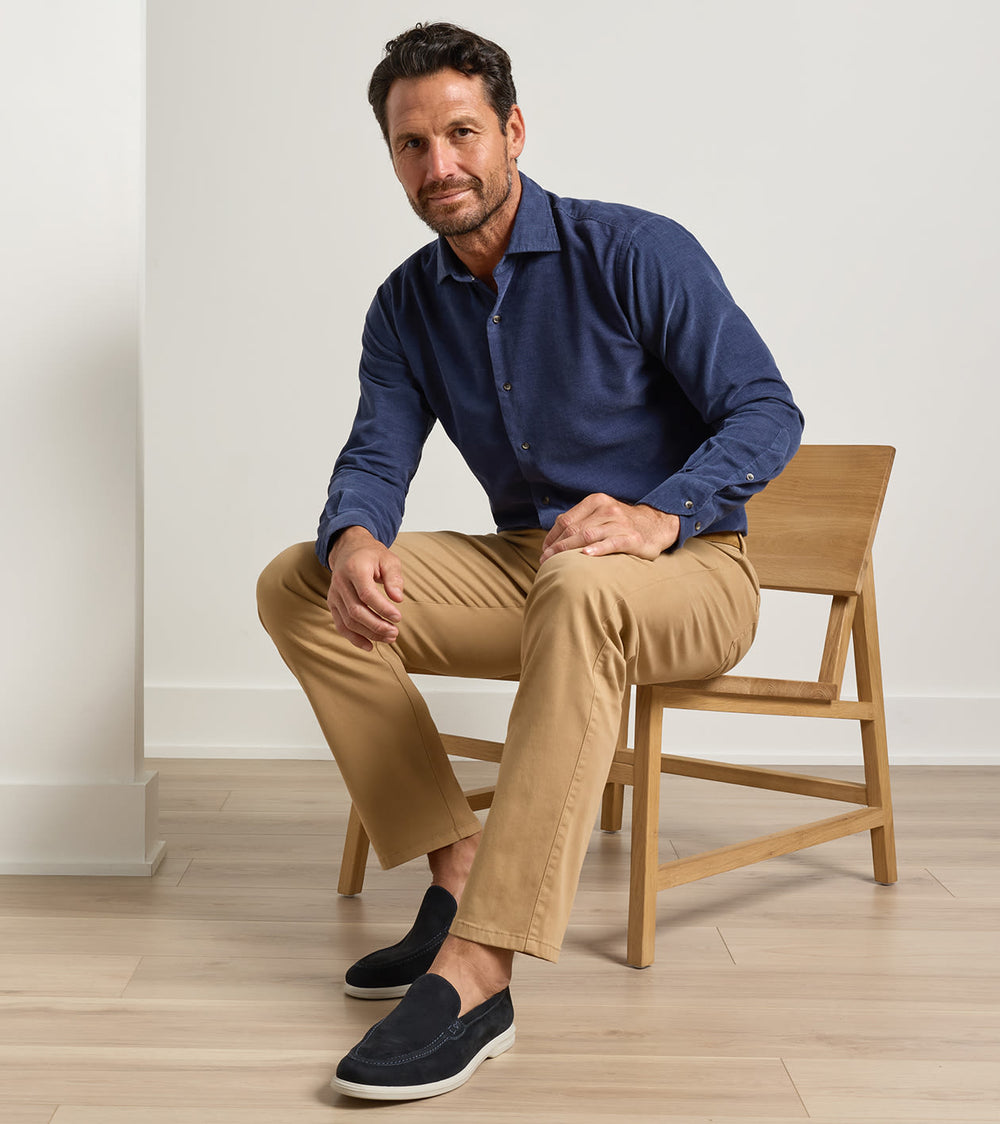 Aspen Cotton Cashmere Corduroy Sport Shirt In Crown Blue