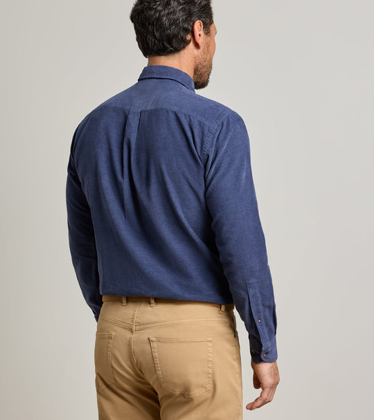 Aspen Cotton Cashmere Corduroy Sport Shirt In Crown Blue
