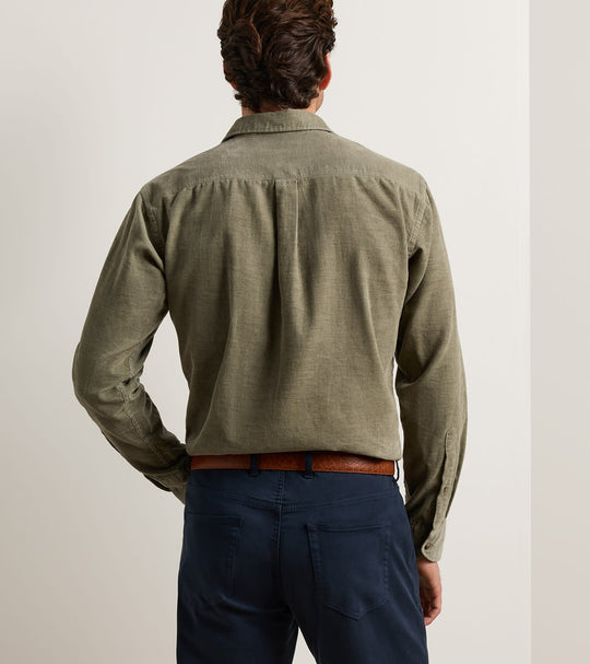 Aspen Cotton Cashmere Corduroy Sport Shirt In Fatigue