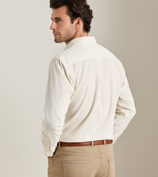 Aspen Cotton Cashmere Corduroy Sport Shirt In Almond