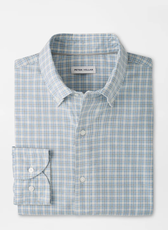 Oliver Performance Flannel Sport Shirt In Gravel Blue