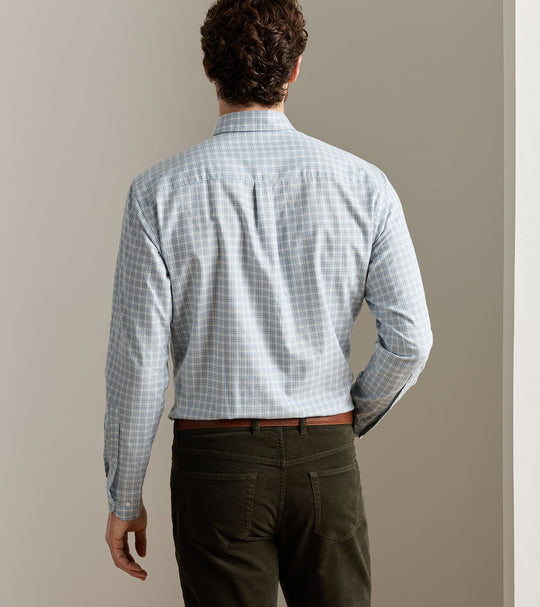 Oliver Performance Flannel Sport Shirt In Gravel Blue