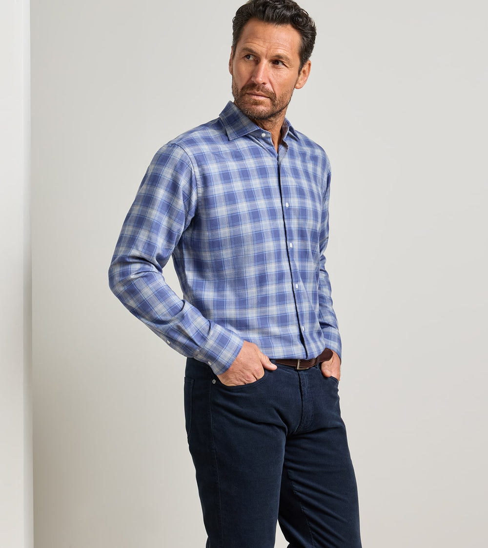 Cannon Performance Flannel Sport Shirt In Crown Blue