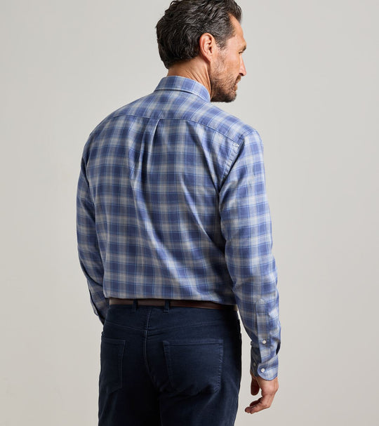 Cannon Performance Flannel Sport Shirt In Crown Blue