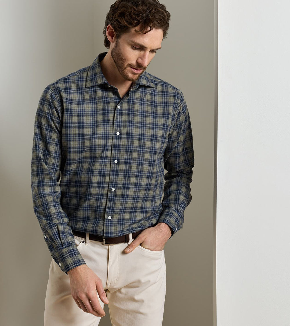 Dean Performance Flannel Sport Shirt In Fatigue