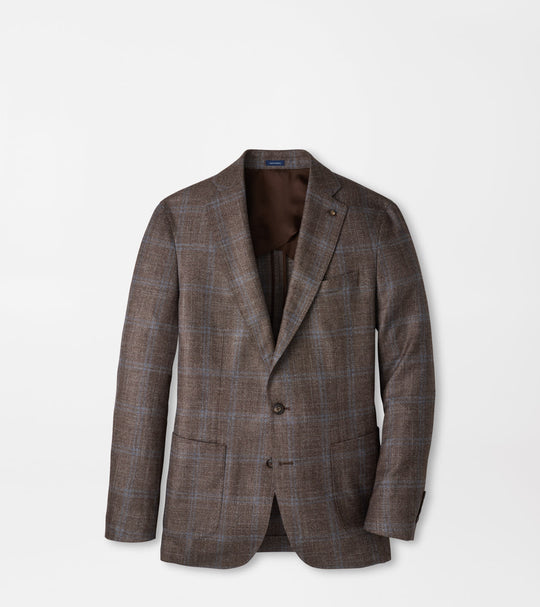 Arden Windowpane Soft Jacket In Ash Brown