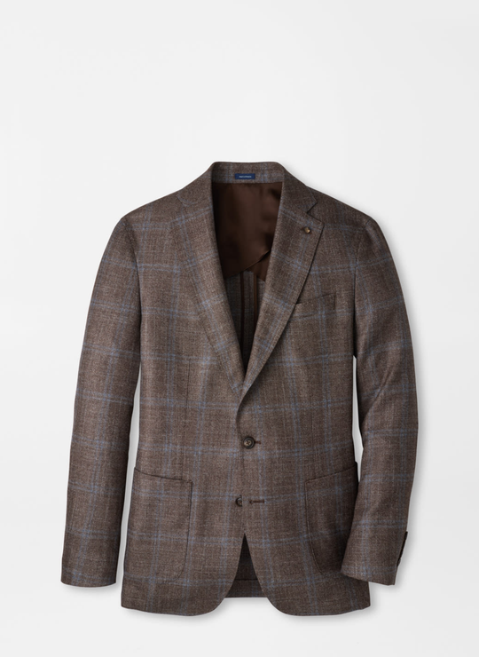 Arden Windowpane Soft Jacket In Ash Brown