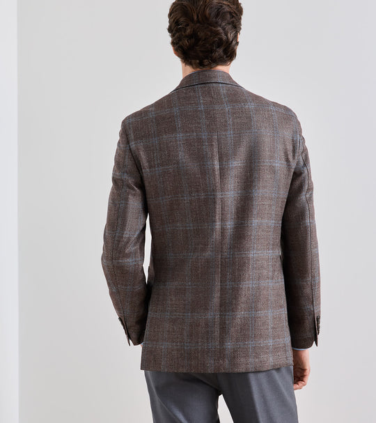Arden Windowpane Soft Jacket In Ash Brown