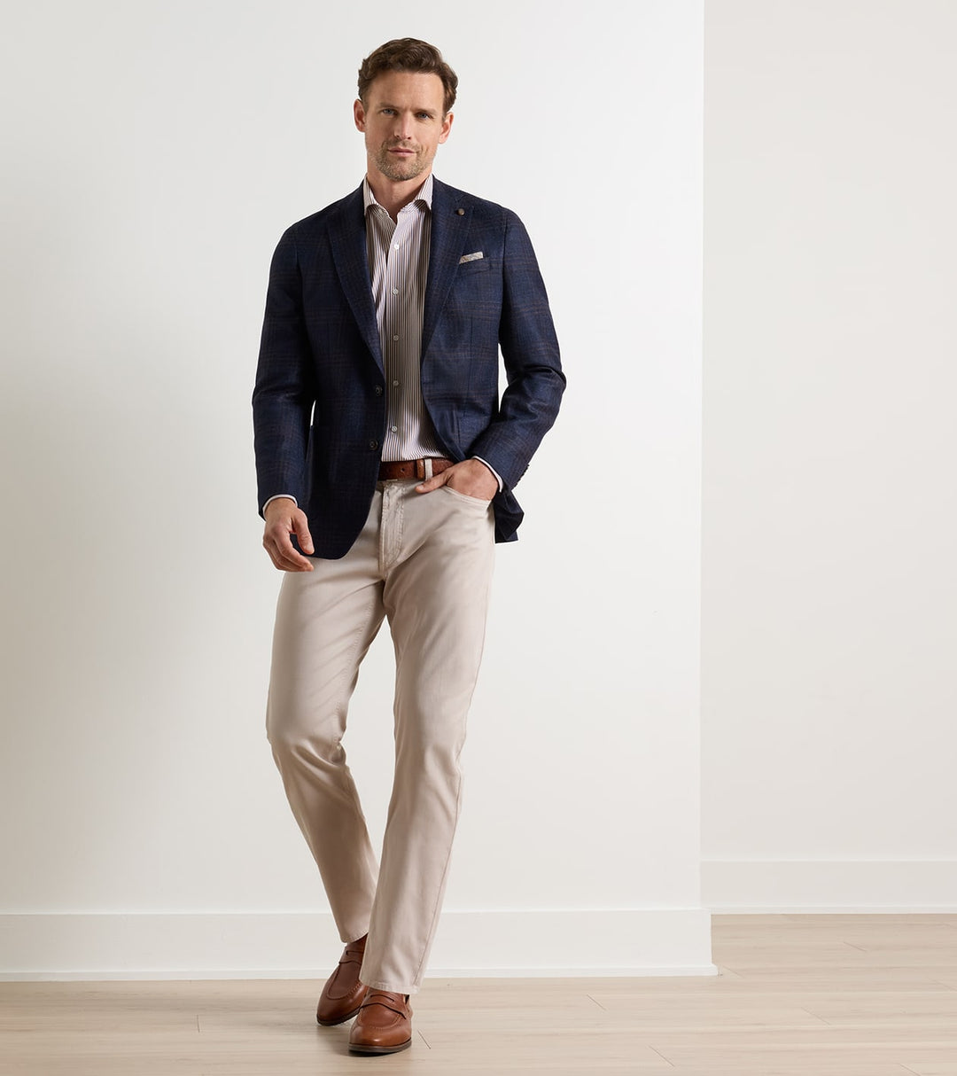 Collins Plaid Soft Jacket In Navy