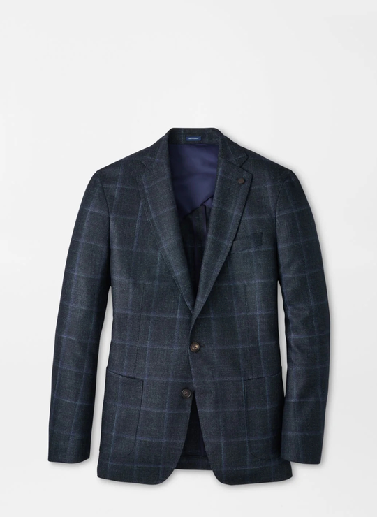 Hughes Windowpane Soft Jacket In Pine Brook
