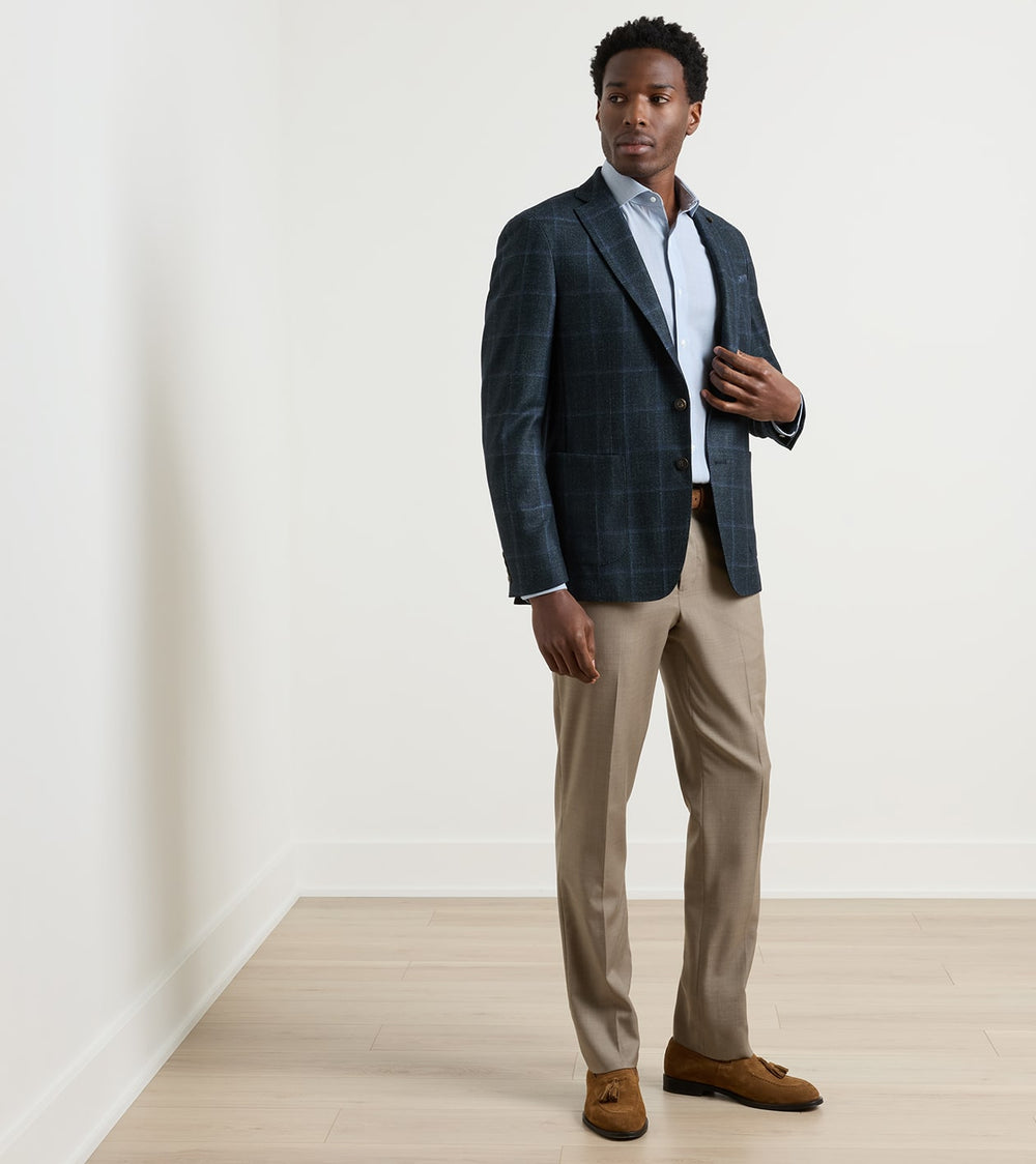 Hughes Windowpane Soft Jacket In Pine Brook