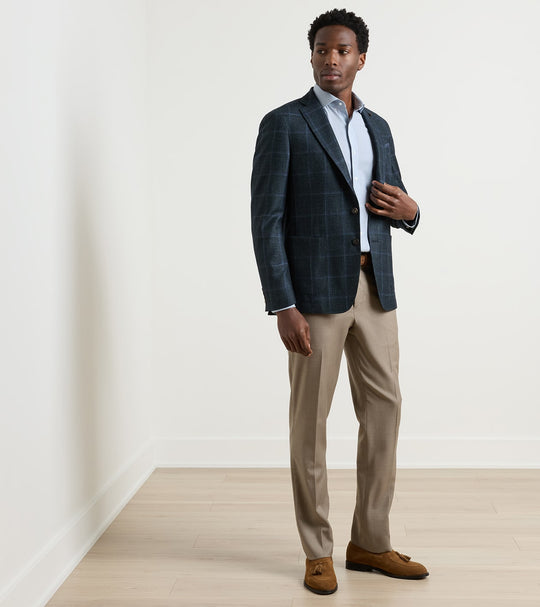 Hughes Windowpane Soft Jacket In Pine Brook