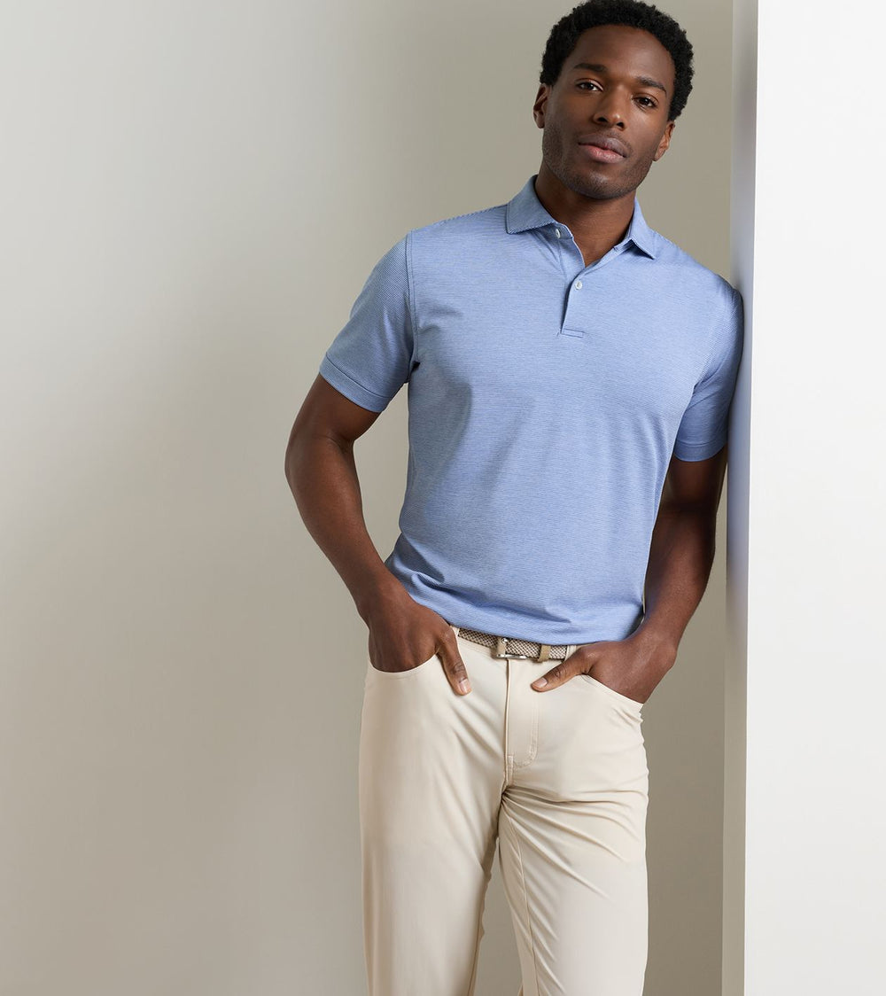 Treble Performance Jersey Polo In Windy Blue