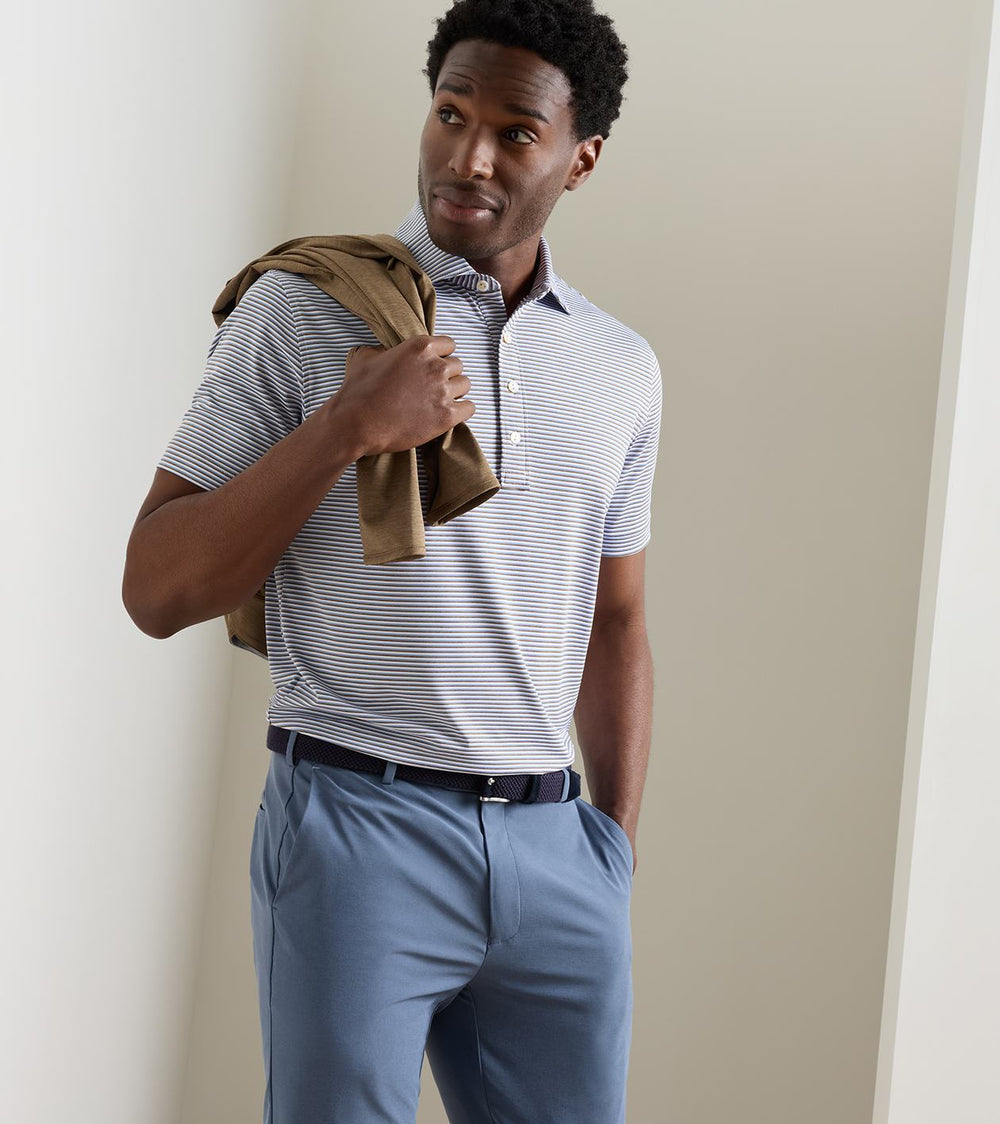 Rondo Performance Jersey Polo In White/Light Mocha
