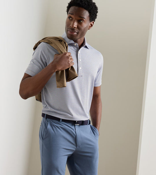 Rondo Performance Jersey Polo In White/Light Mocha