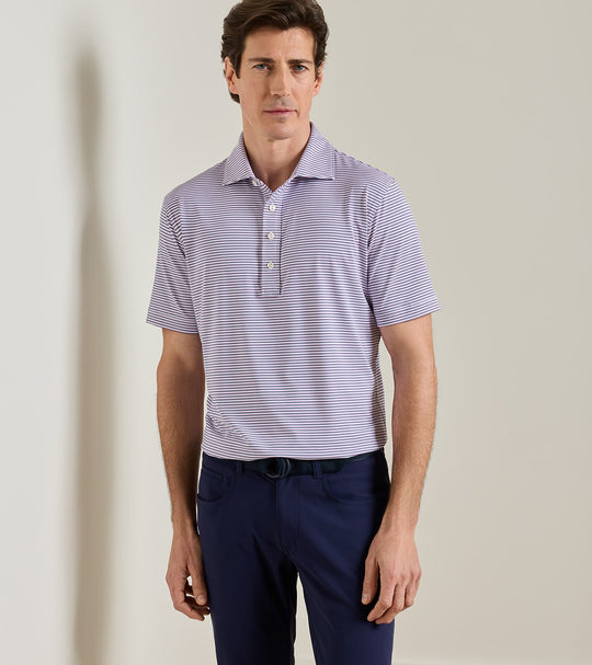 Rondo Performance Jersey Polo In White/Cadet
