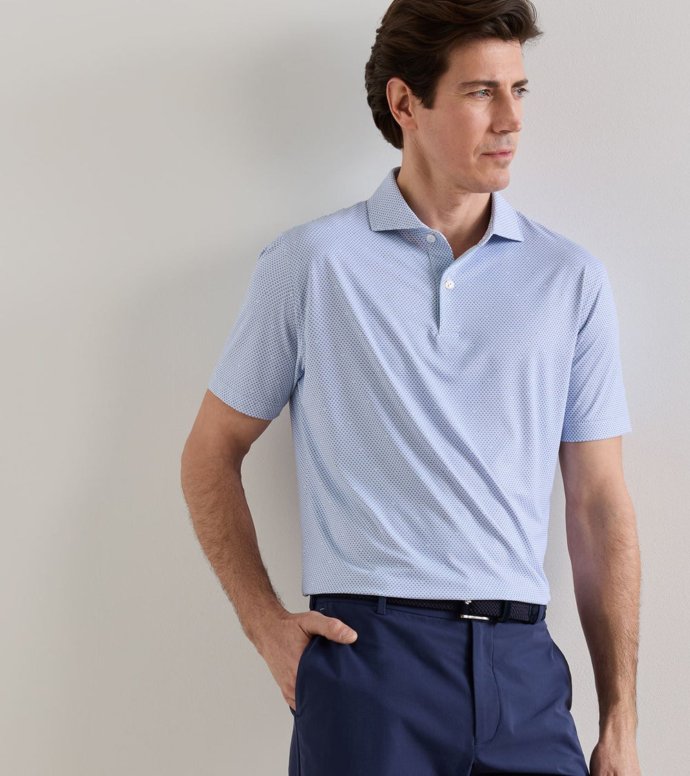 Endives Performance Jersey Polo In White/Windy Blue