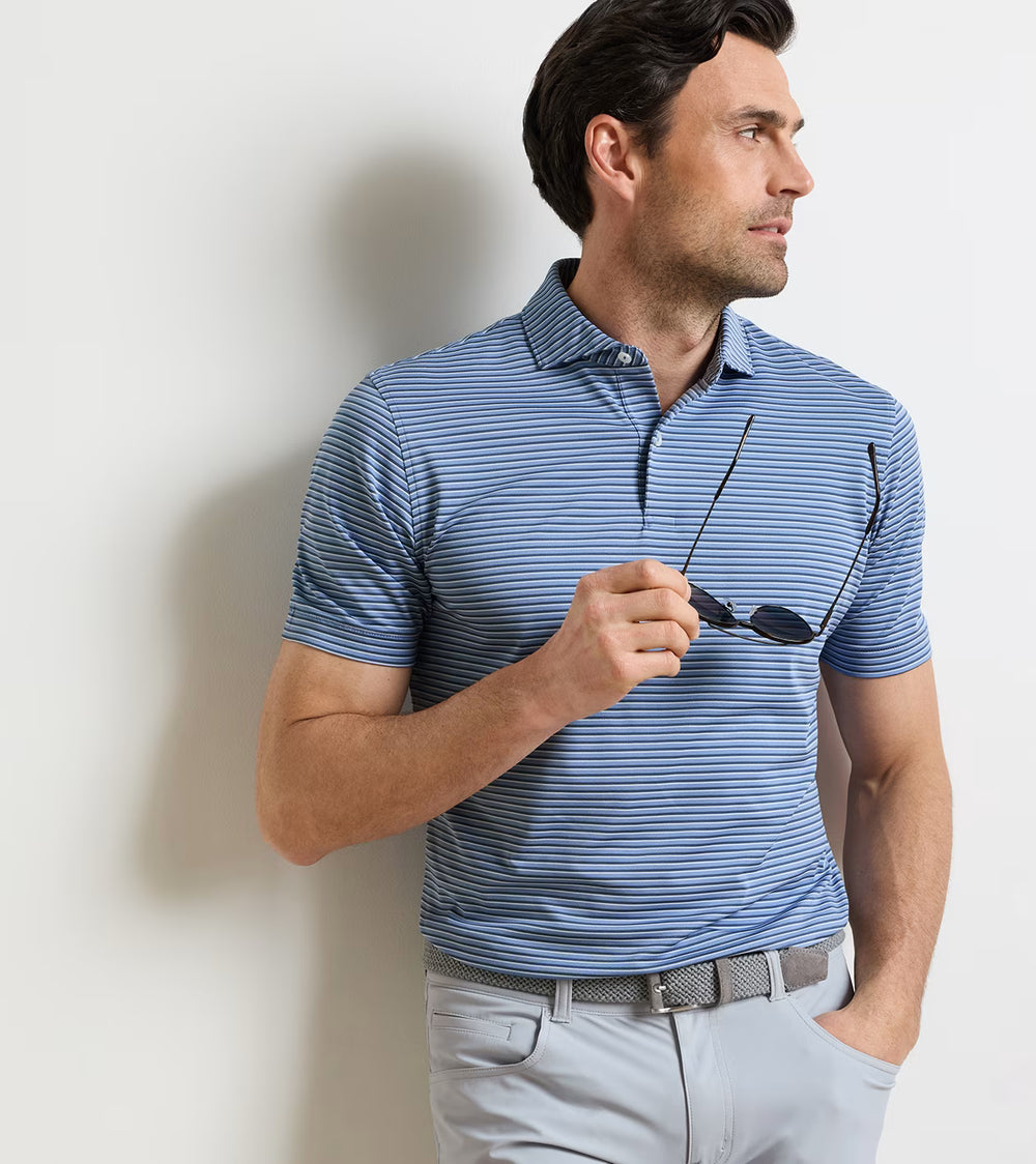 Tempo Performance Mesh Polo In Windy Blue