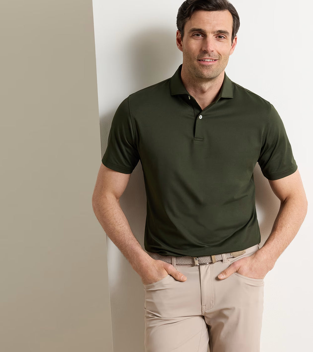 Albatross Cotton-Blend Piqué Polo In Dark Olive