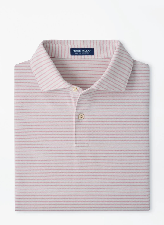 Albatross Stripe Cotton-Blend Piqué Polo In Grey Mist